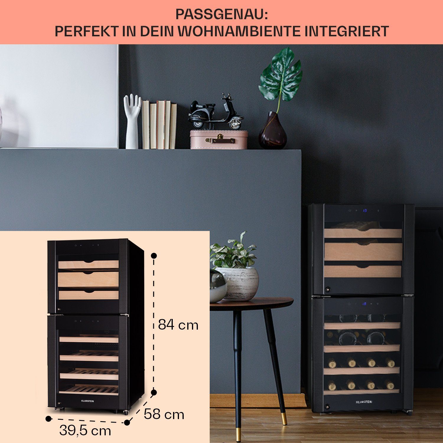 Klarstein Weinkühlschrank El Dorado, für 38 Standardflaschen á 0,75l,Wein Flaschenkühlschrank Weintemperierschrank Weinschrank Kühlschrank
