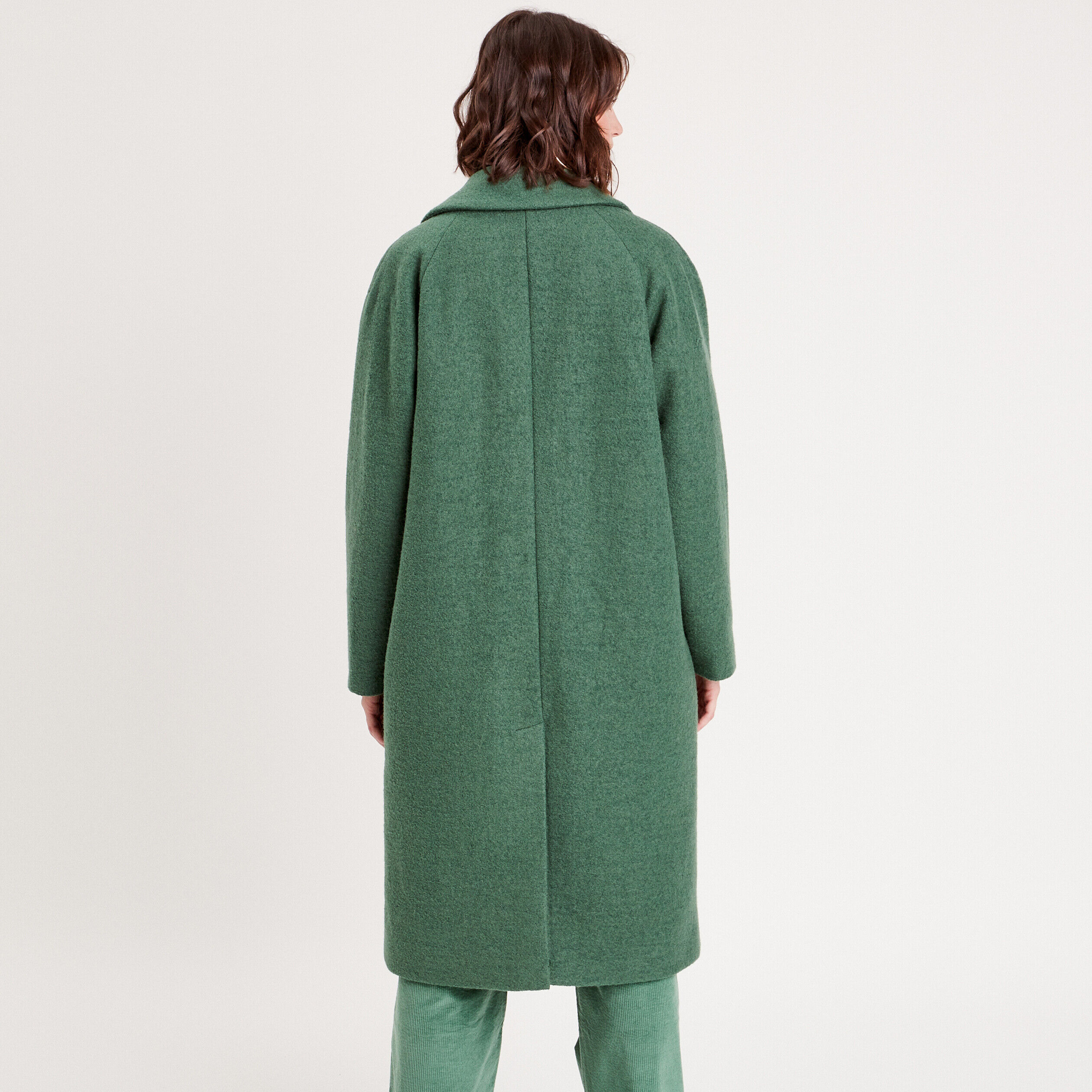 Manteau long oversize vert foncé femme | Cache Cache