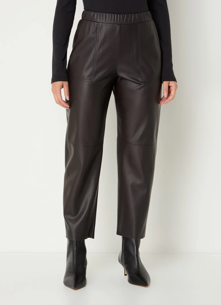 Pantaloni cropped a vita alta e affusolati in similpelle di Max & Co Creativo