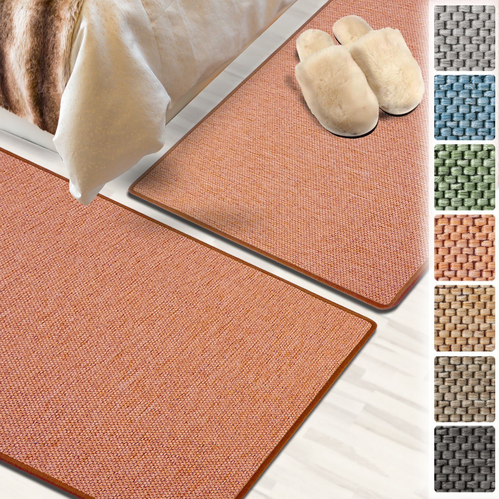 Bettumrandung Sabang Terra, 3 Größen, Teppichläufer, ideal im Schlafzimmer Floordirekt, Höhe 3.5 mm, (3-tlg), in Sisal-Optik