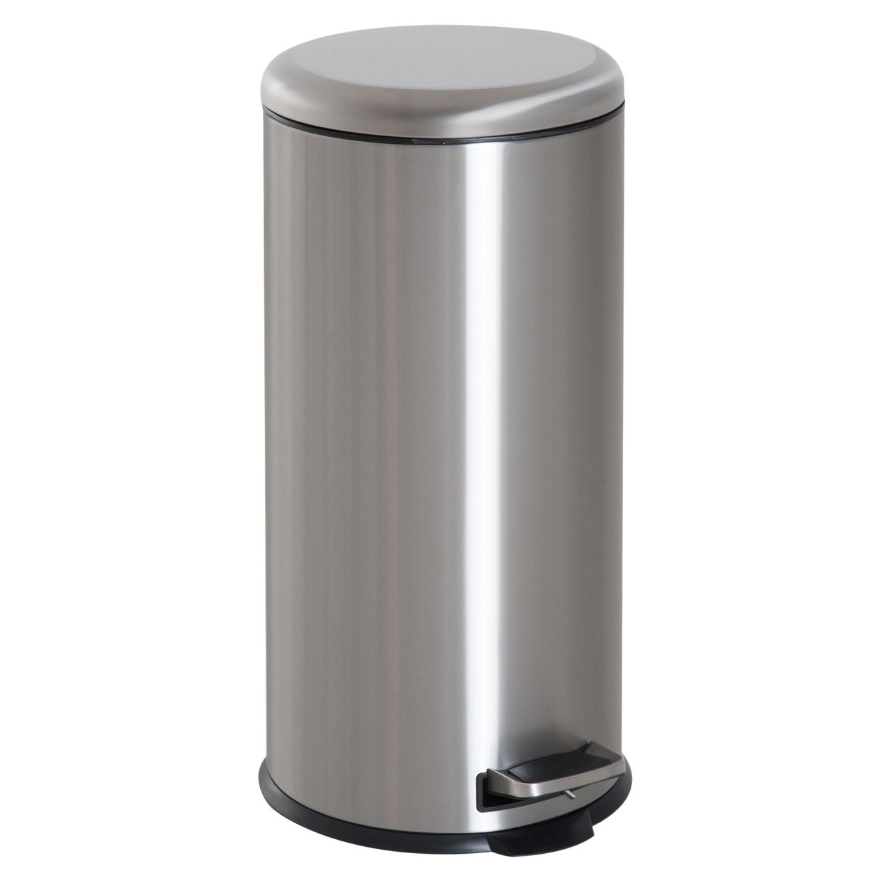 HOMCOM Treteimer mit Inneneimer Pedal-Mülleimer Klappdeckel Abfallsammler Edelstahl Silber 30L