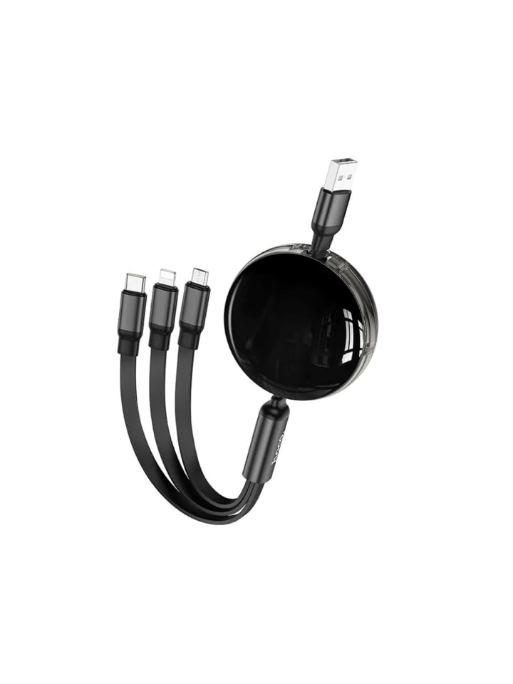 HOCO 3in1 Kabel USB A kompatibel iPhone/ Micro USB/ Typ C 2A 1m in Schwarz in Schwarz günstig kaufen 100 cm