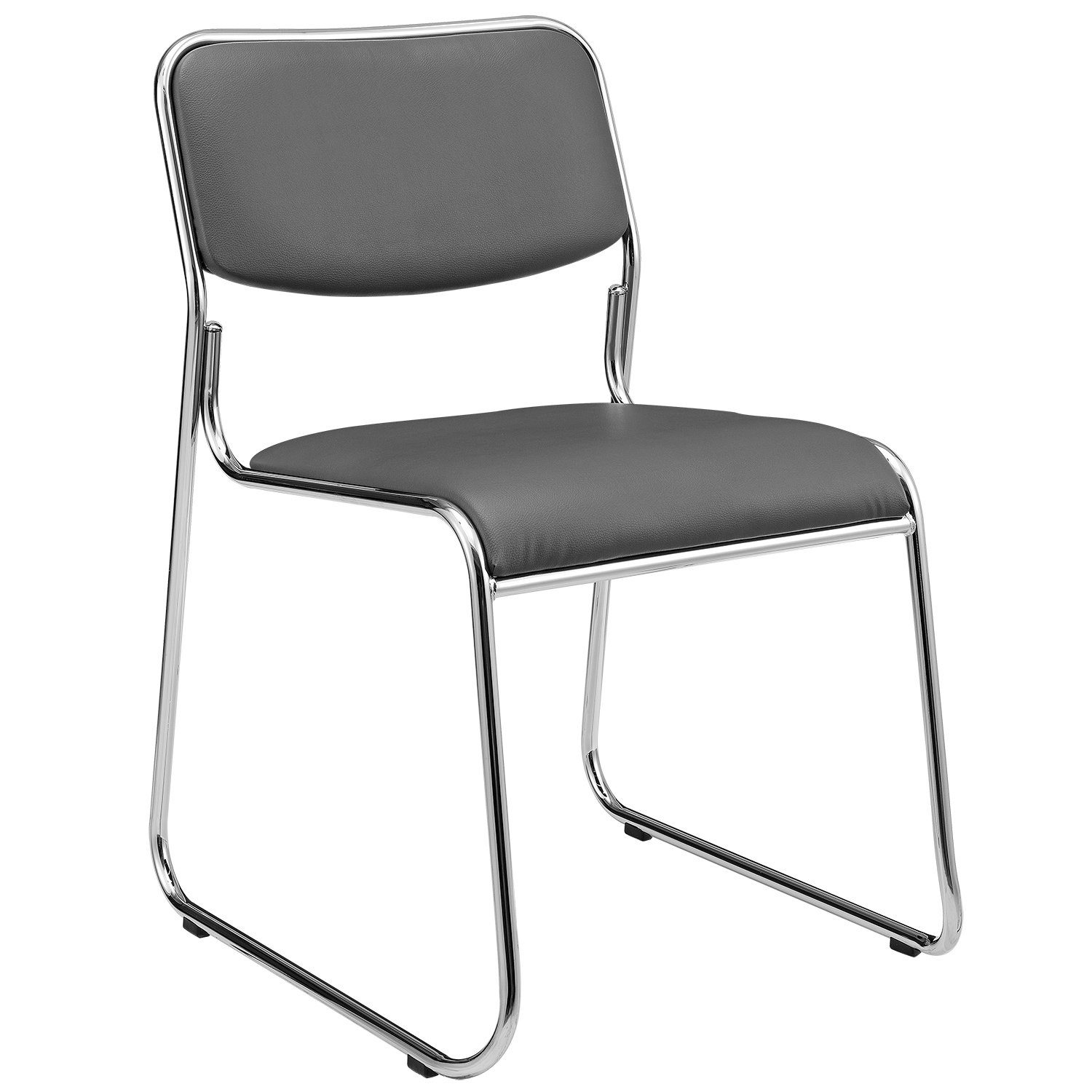 pro.tec Stapelstuhl, Office 4er Set stapelbar ergonomisch Kunstlederbezug Grau