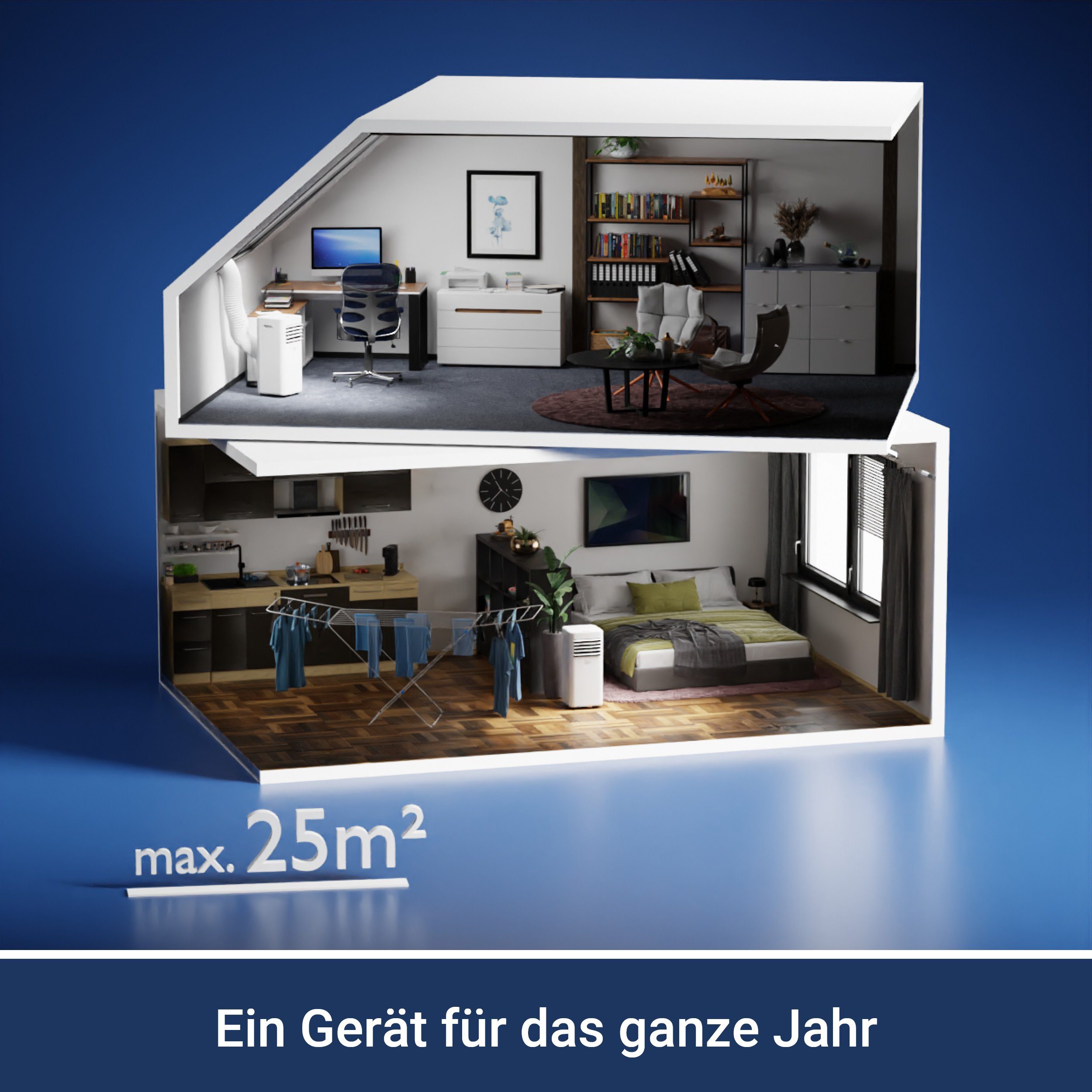 Suntec Wellness Luftentfeuchter Move 7000, für 60 m³ Räume, Entfeuchtung 24,00 l/Tag, Kombigerät aus Entfeuchter + Kühler, 2050 W, Max. 380 m³/h Luftstrom