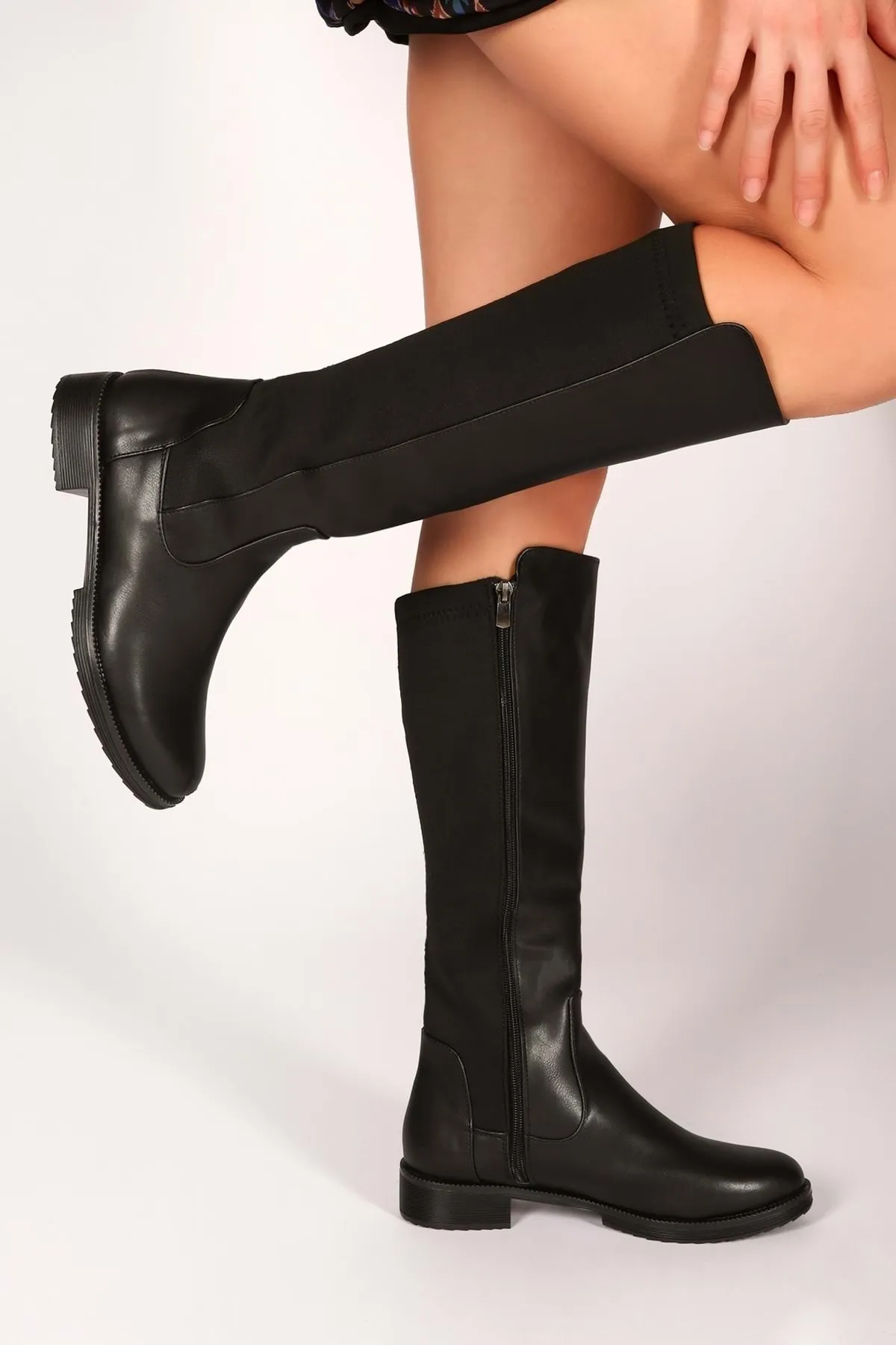 Shoeberry  Damen-Stiefel „Justine Black Skin“ mit Reißverschluss Black Skin
