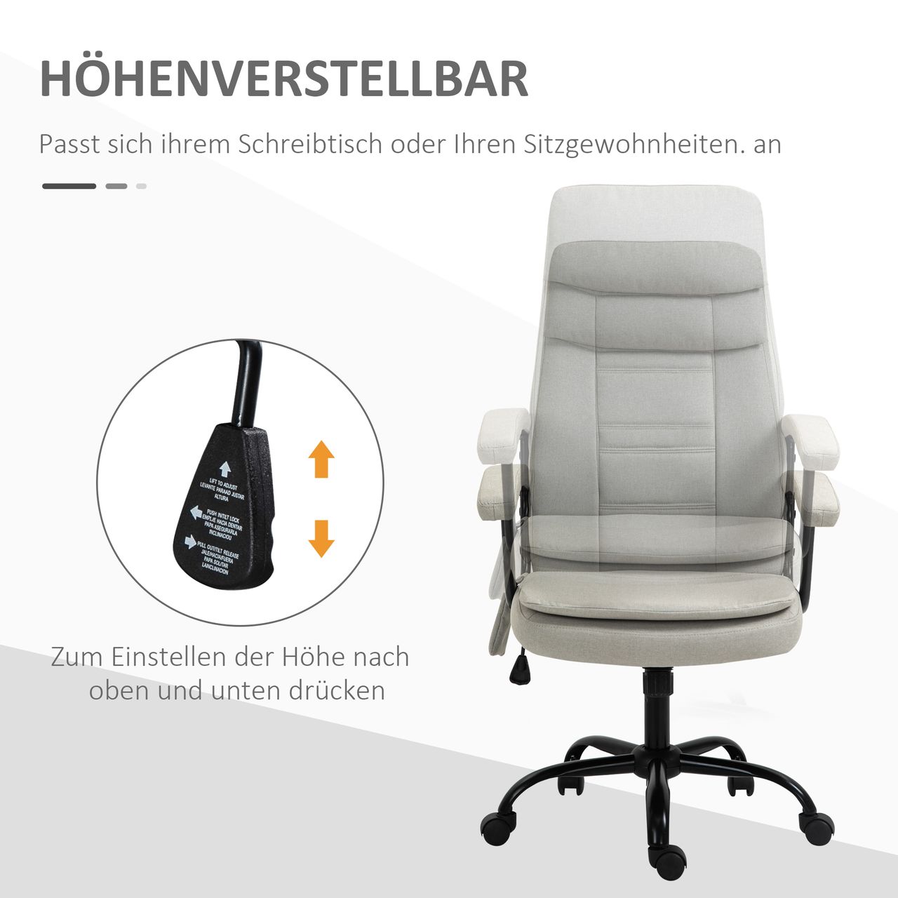Vinsetto Massagebürostuhl Lendenwirbelsäulenmassage höhenverstellbar Beige