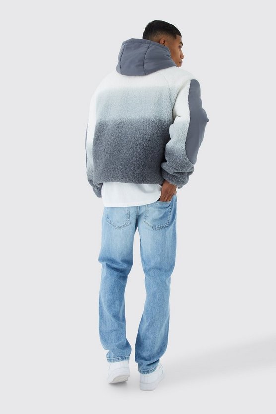 Kastige Borg-Steppjacke mit Farbverlauf und Kapuze