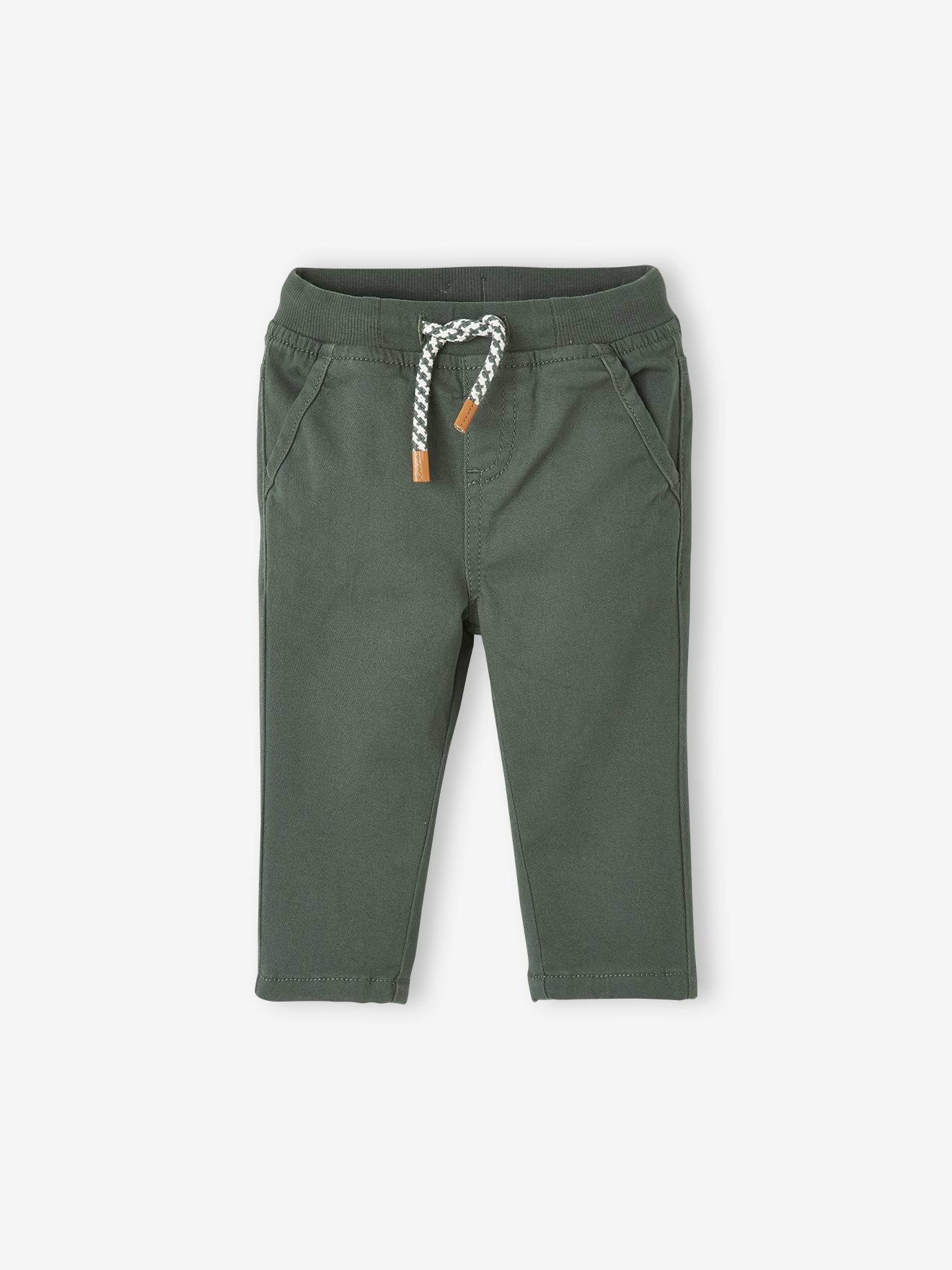 Pantalon en sergé doublé bébé garçon beige poudré