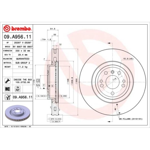 09.A956.11 BREMSSCHEIBE BREMBO VA  VP1 - ATU