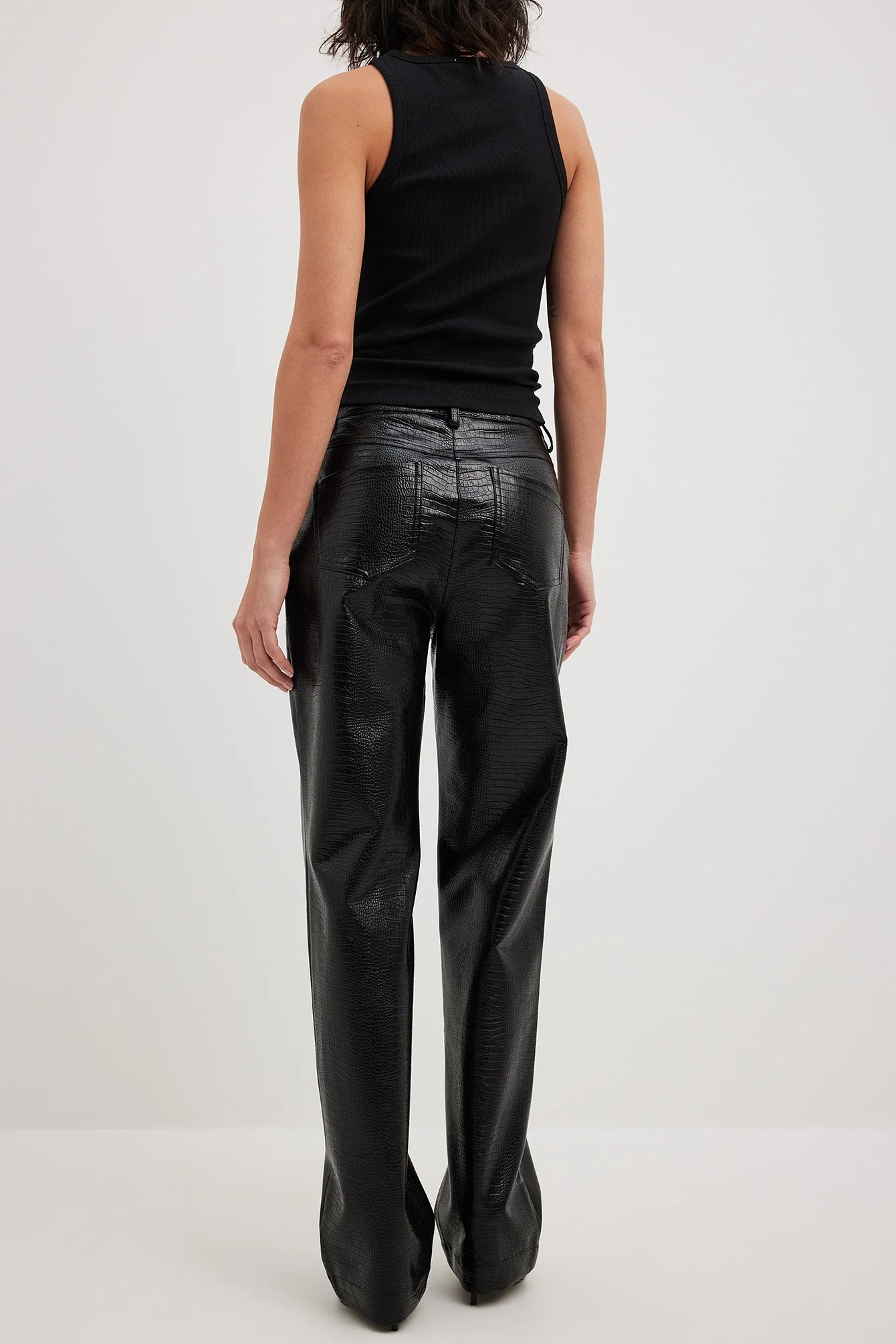 Gerade PU-Hose mit Reptilienmuster