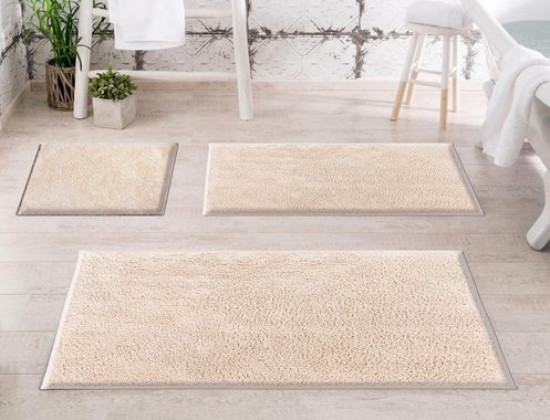 Badematte Marla Grund, Höhe 14 mm, rutschhemmend beschichtet, Baumwolle, quadratisch, Uni Farben, besonders feiner, flauschiger Flor