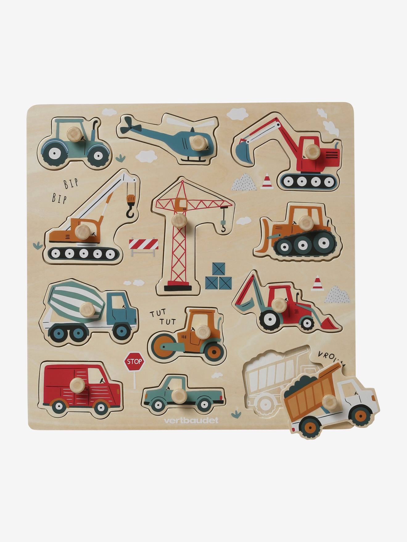 Puzzle boutons Chantier en bois FSC® jaune