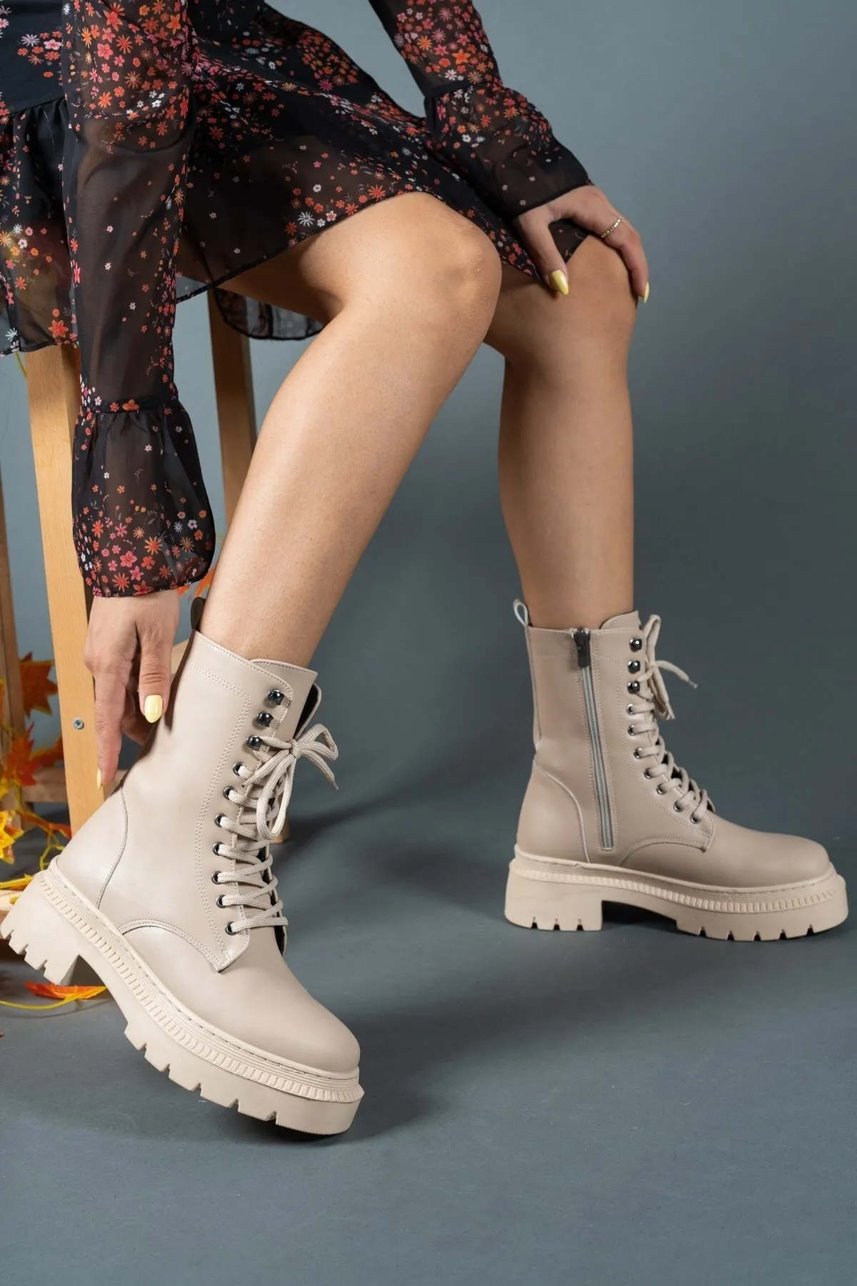 Riccon  Nude Damen-Stiefel mit Reißverschluss 0012299