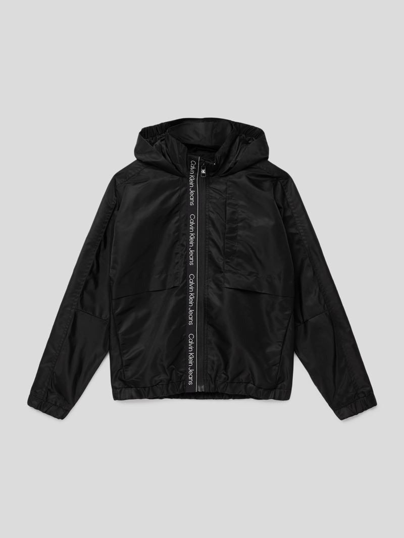 Jacke mit Label-Applikation Modell 'LOGO TAPE' in schwarz