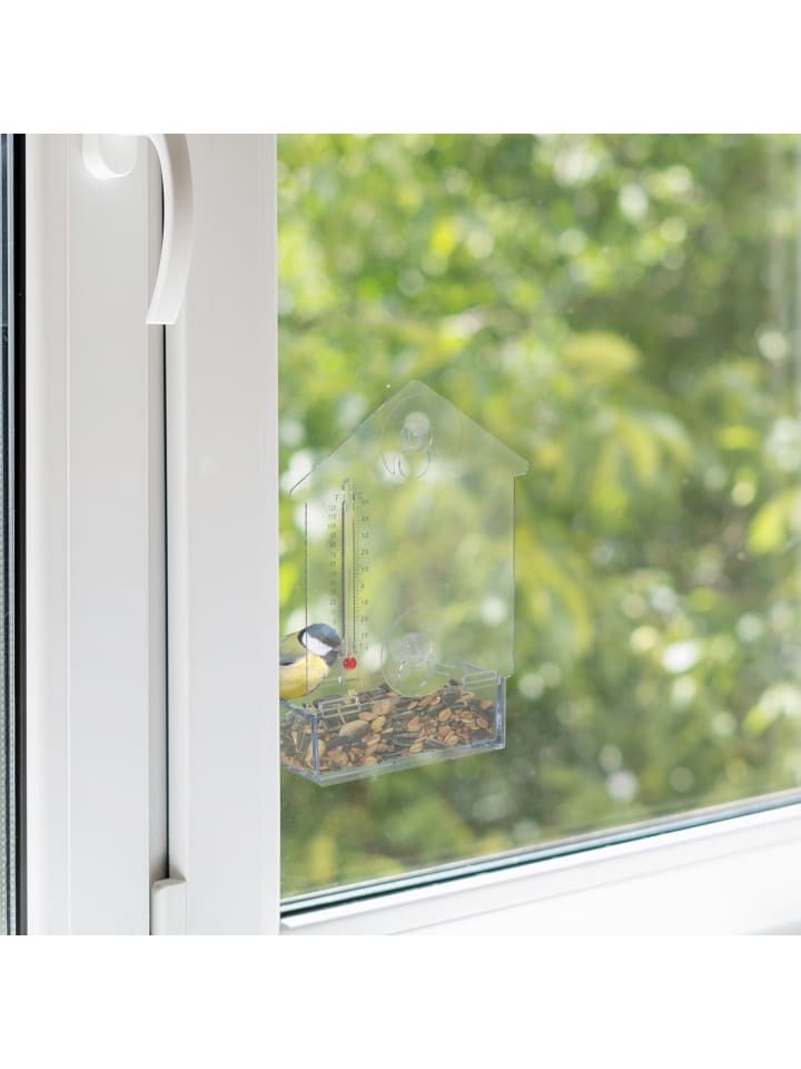 relaxdays 2 x Fenster-Vogelfutterhaus in Transparent günstig kaufen onesize