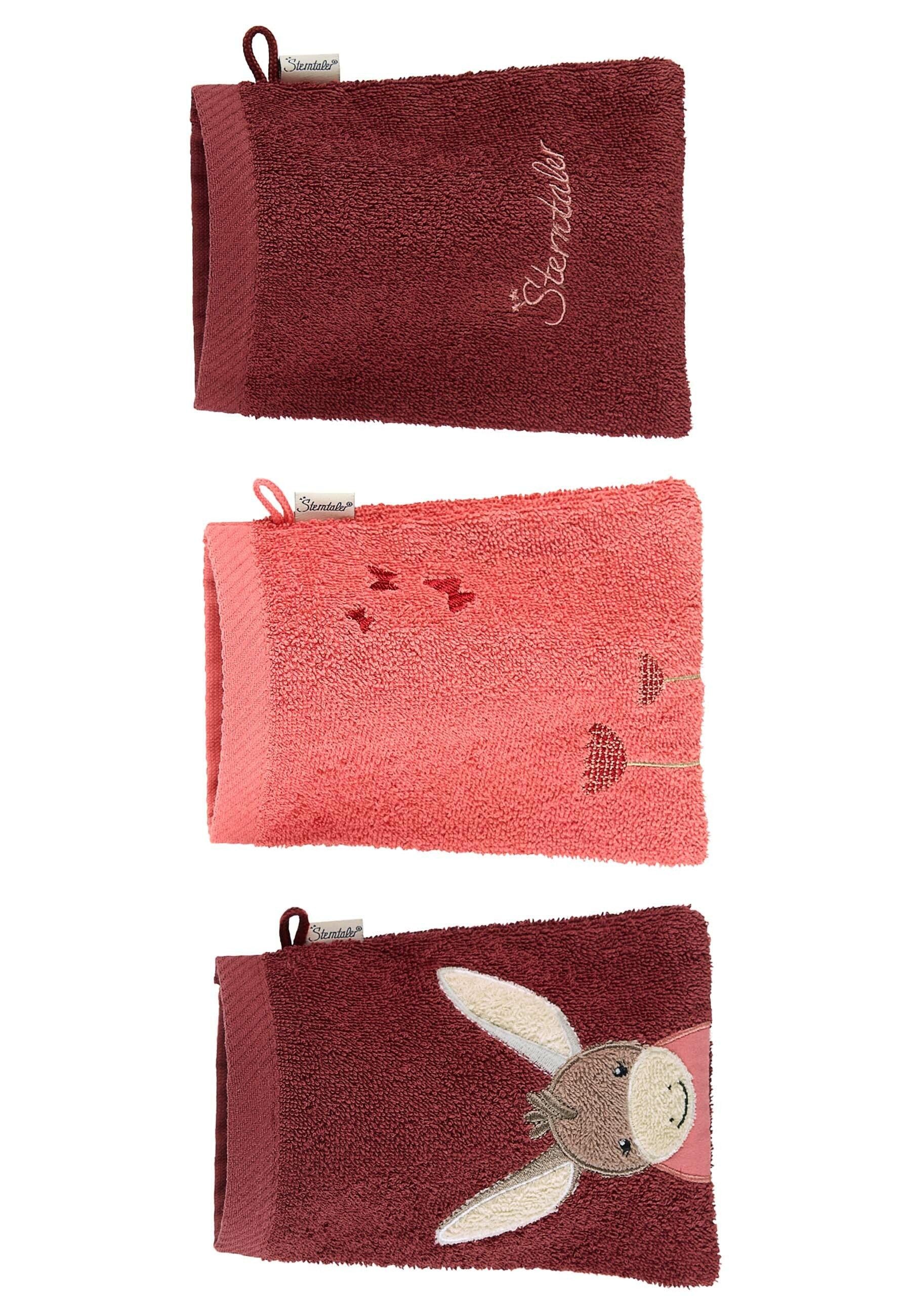 3er-Pack Waschhandschuh Esel Emmily aus Frottee