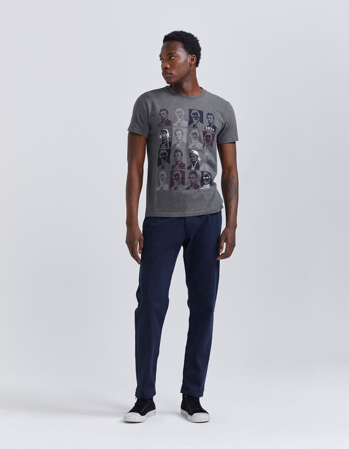 T-shirt gris visuel esprit pop art Homme