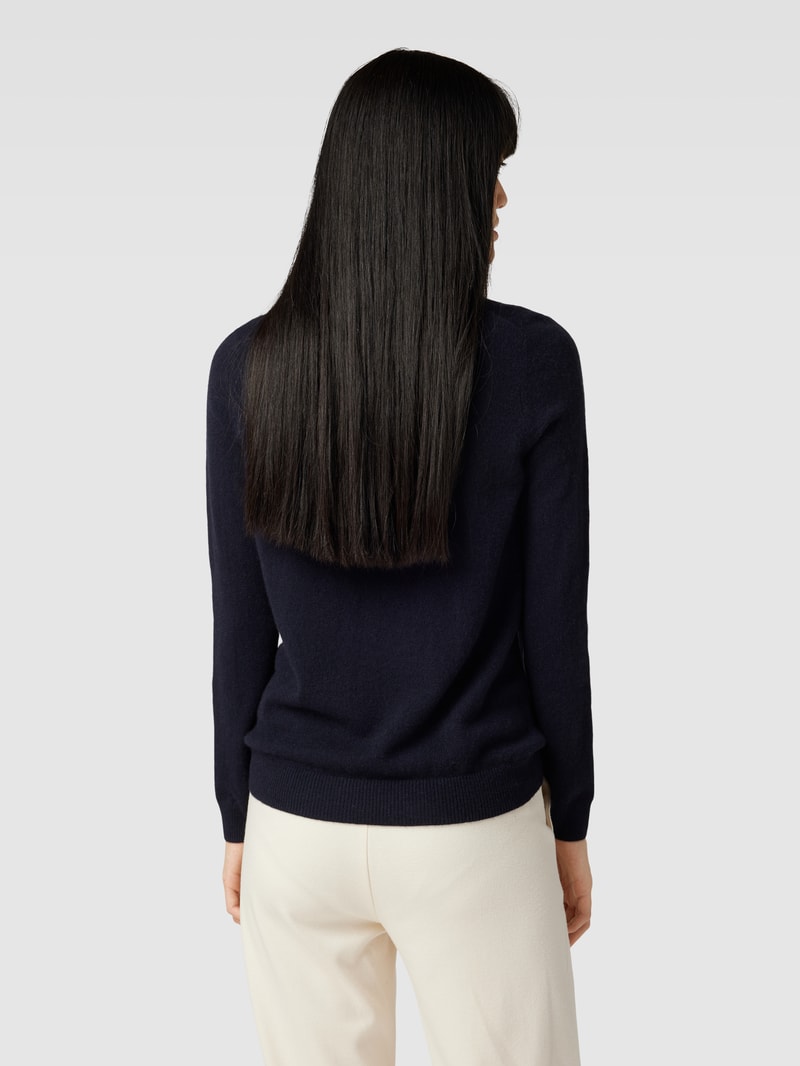 Kaschmirpullover in melierter Optik in dunkelblau