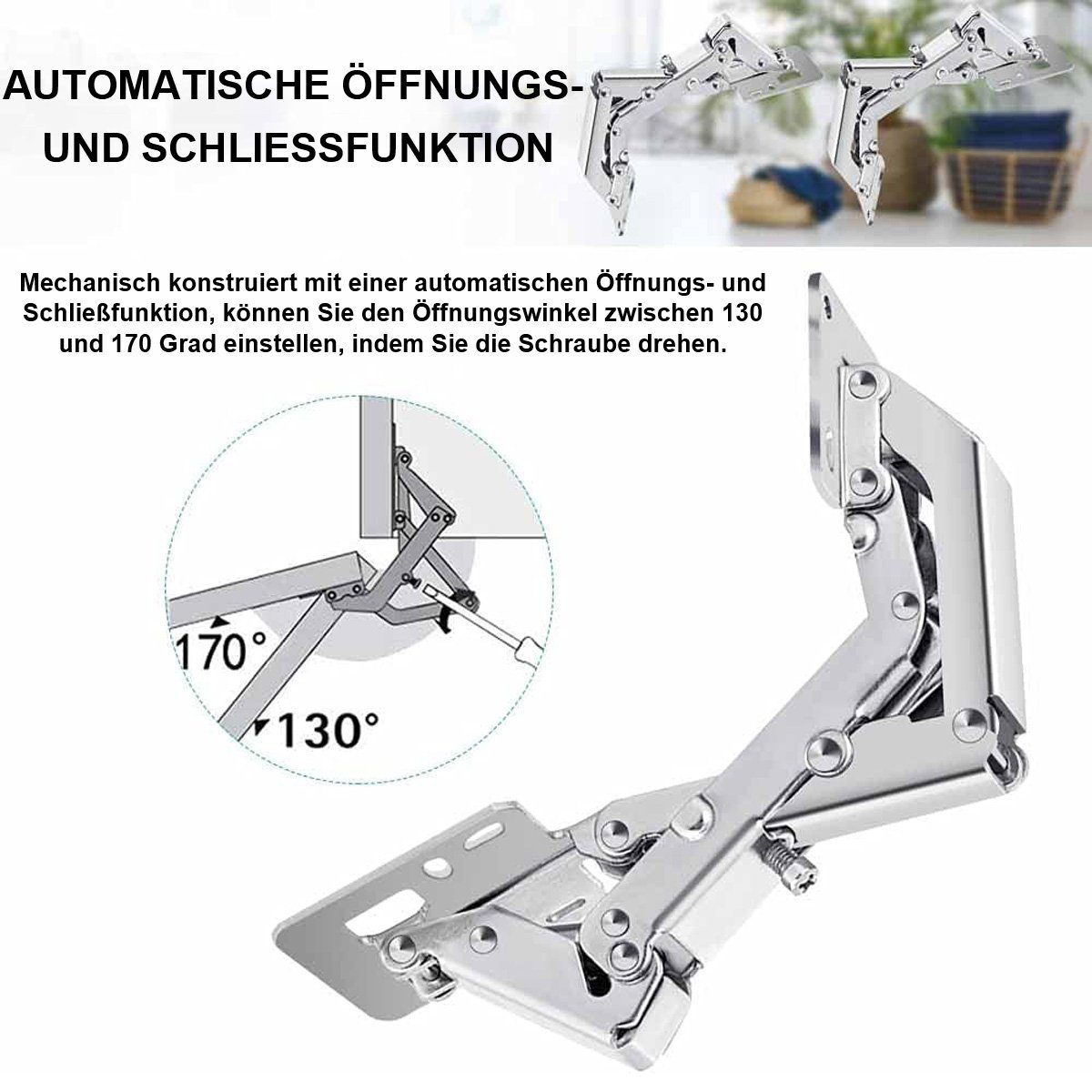götäzer Möbelbeschlag Schraubscharniere, 170-Öffnungswinkel aus Metall, Möbelscharniere-2er, Schränke und Möbeltüren, inklusive 16 Schrauben für einfache Montage.