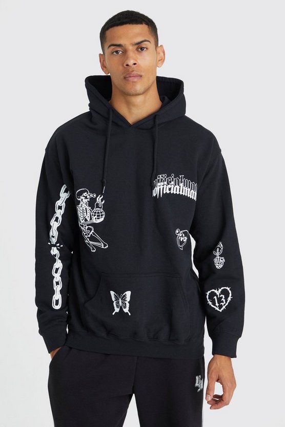 Oversize Hoodie mit Graffiti-Print
