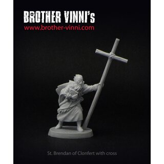 St. Brendan of Clonfert with Cross (28 mm)