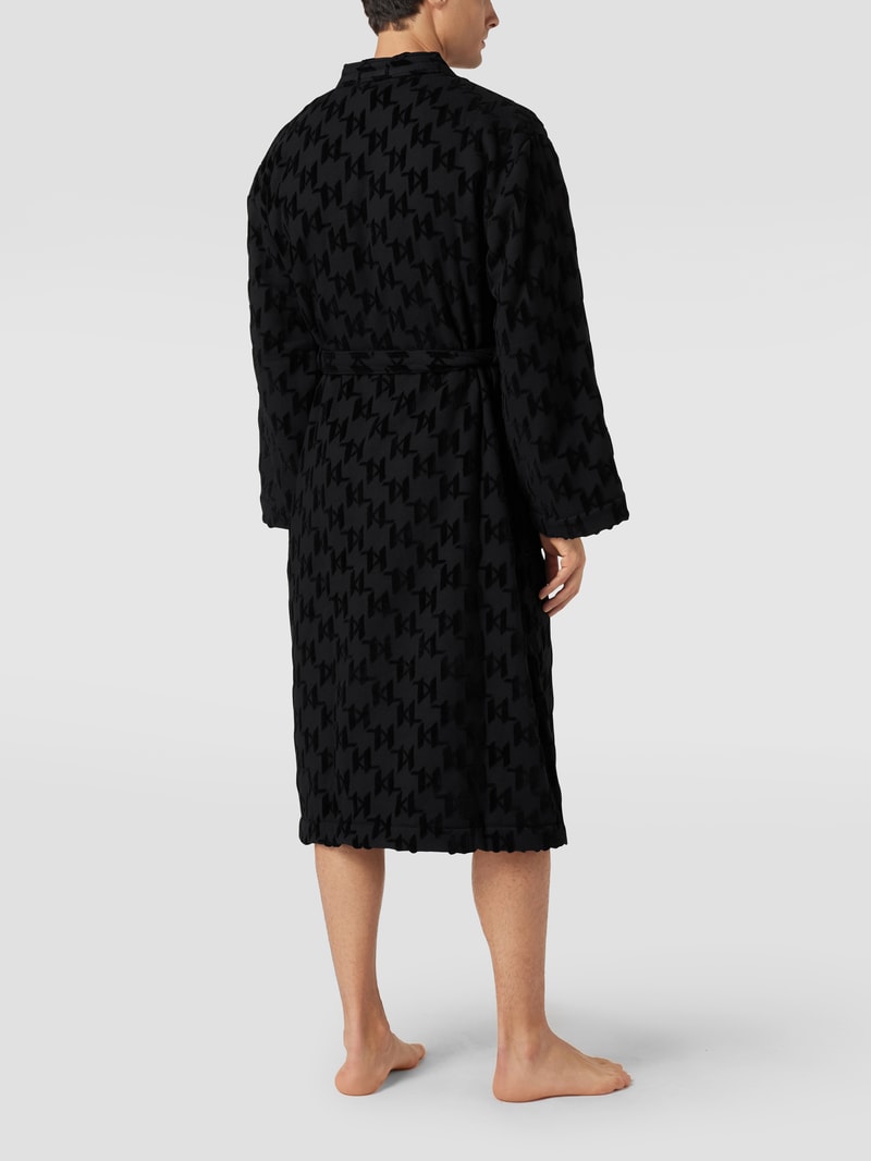 Bademantel mit Logo-Muster in schwarz