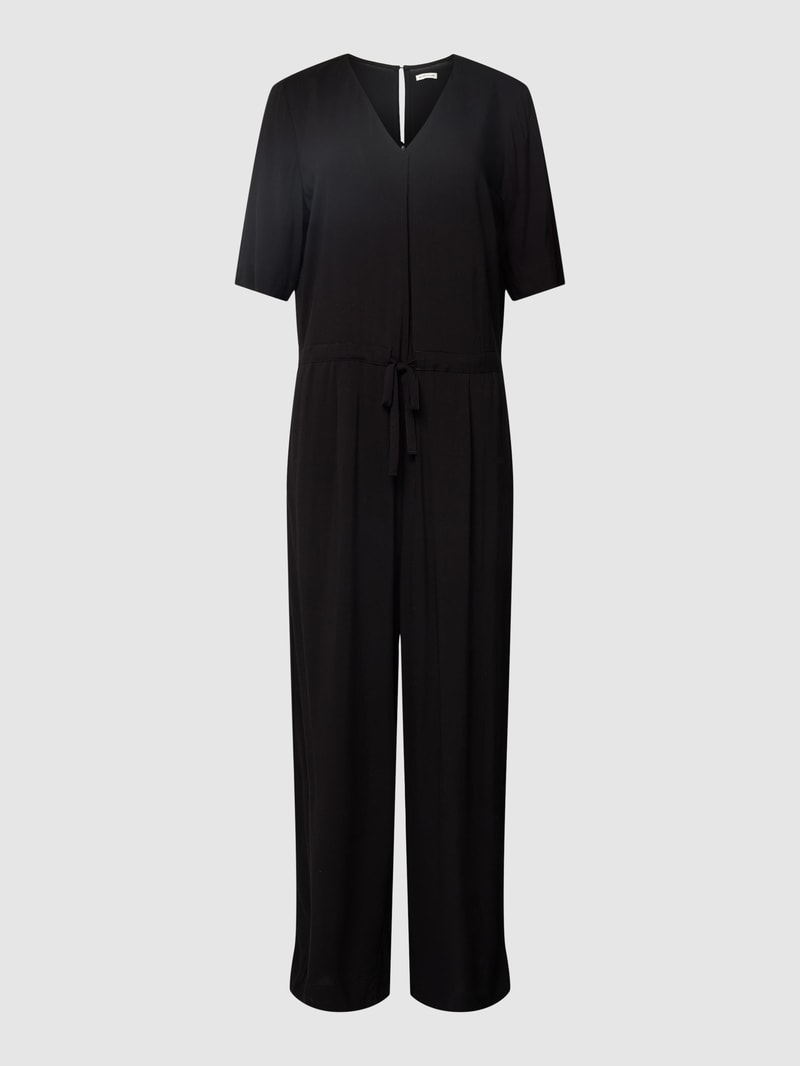 Jumpsuit aus Viskose mit Tunnelzug in schwarz