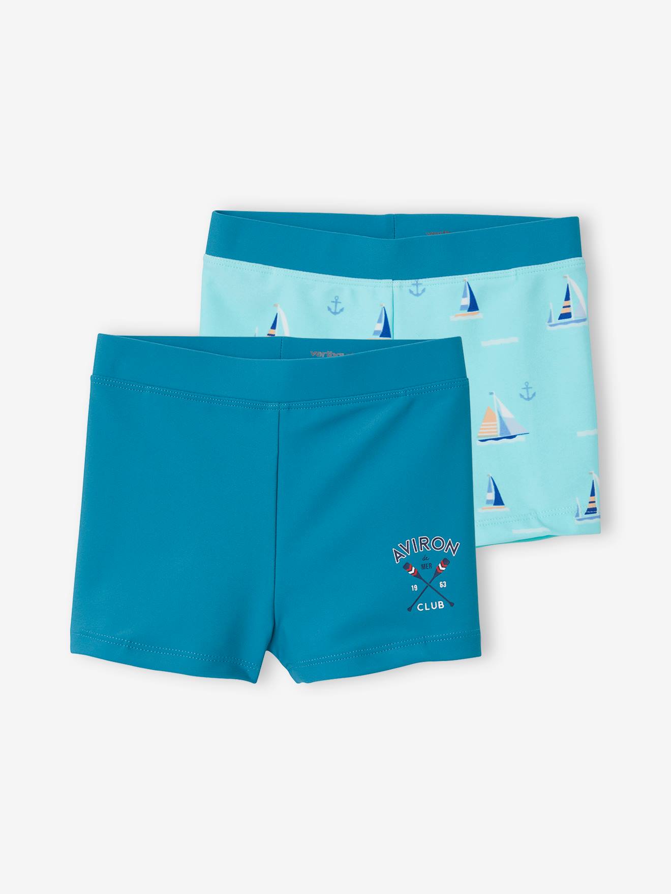 Lot de 2 boxers de bain imprimés garçon lot turquoise foncé