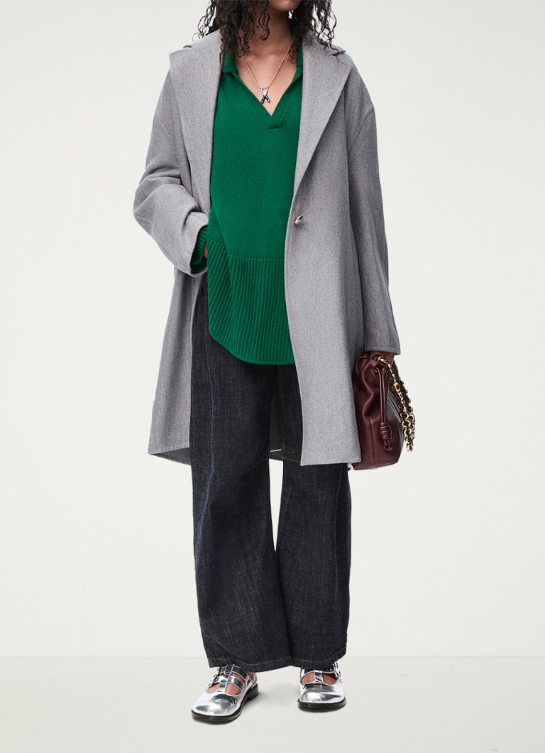 LOEWE Pebble coat in cashmere blend with tie belt