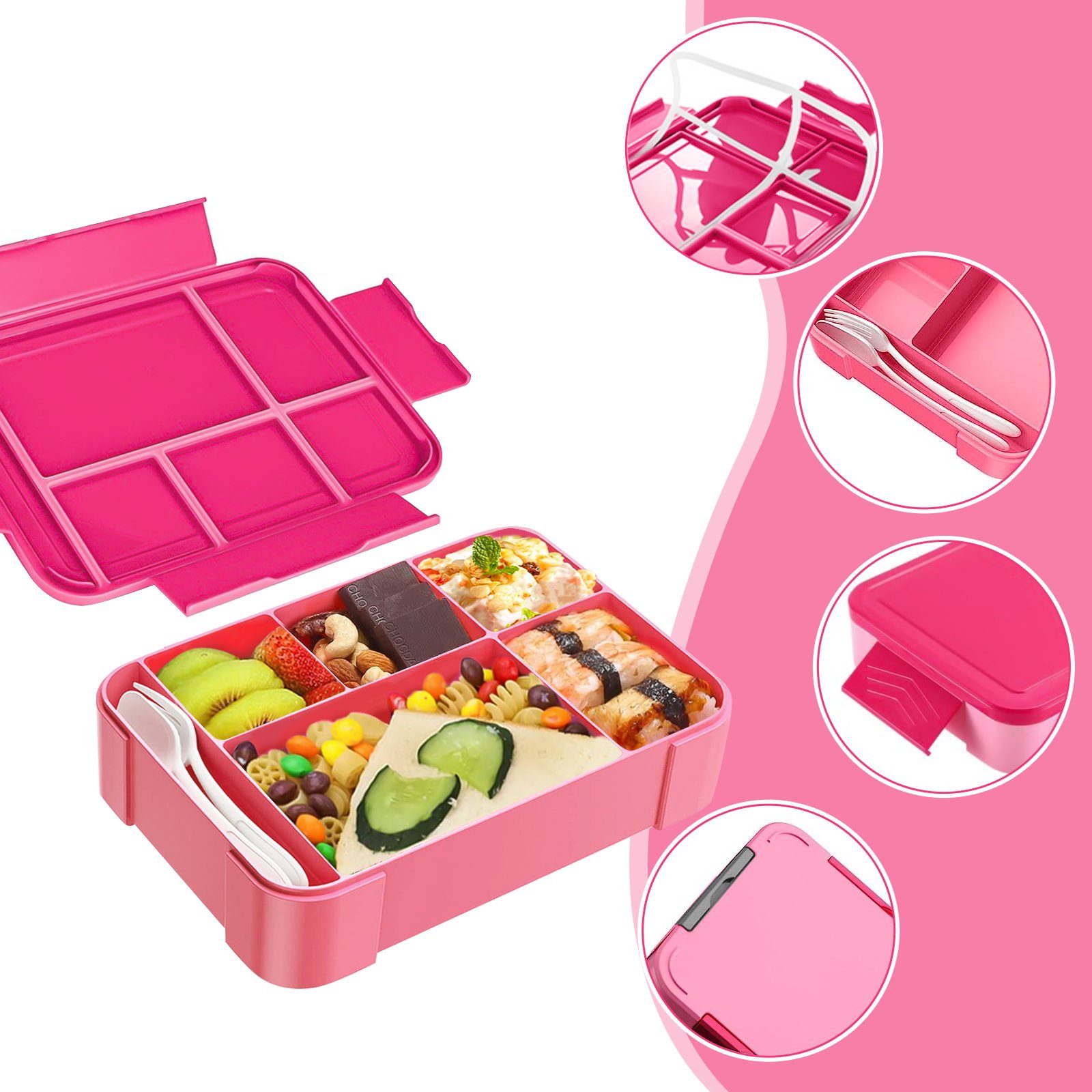 MDHAND Lunchbox Rechteckige Bento-Box, Kunststoffe, (1-tlg), Mit Multibesteck