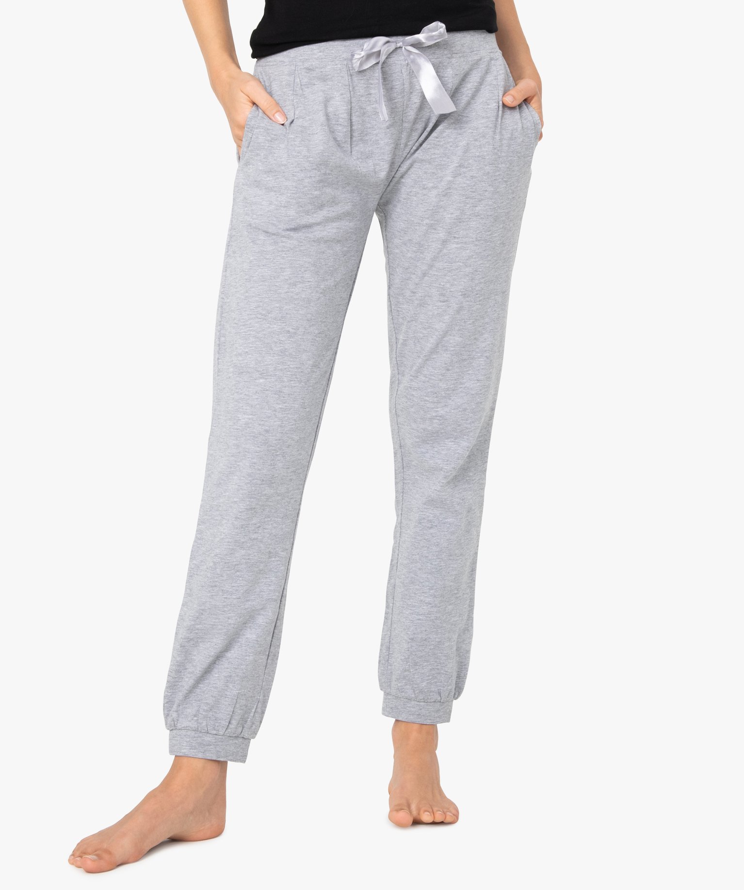 Pantalon de pyjama femme avec bas resserrés gris fonce | GEMO
