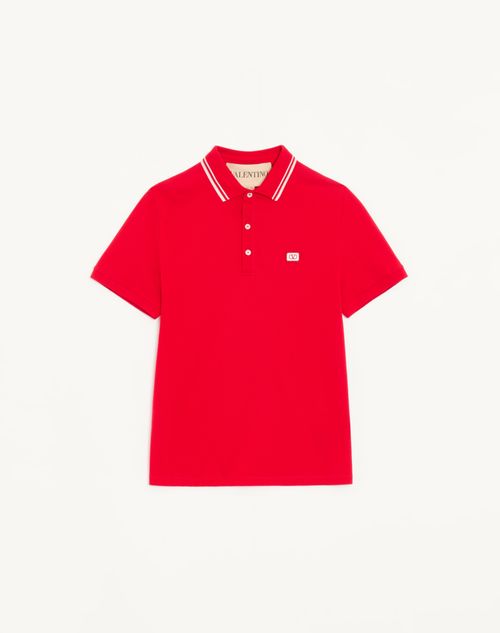 Polo shirt van katoenen piqué met V-logo patch
