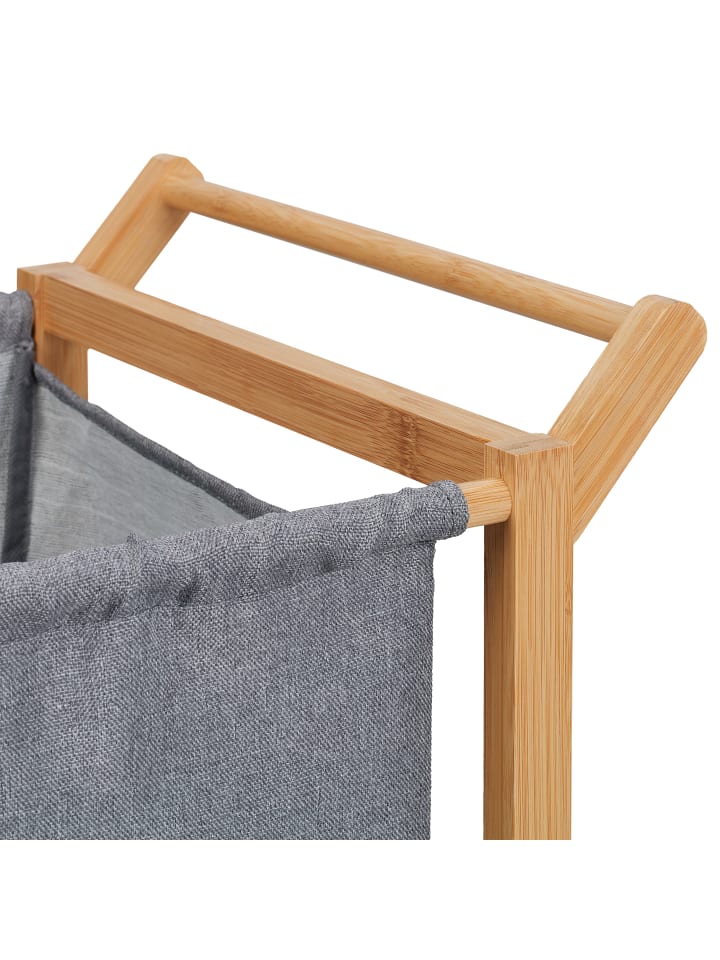 relaxdays Wäschekorb in Natur/ Grau - (B)65 x (H)76 x (T)35 cm günstig kaufen onesize