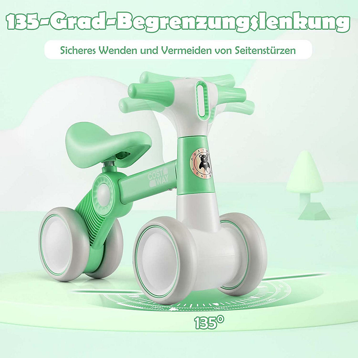 Laufrad ab 1 Jahr Lauflernrad ohne Pedal mit 4 Rädern