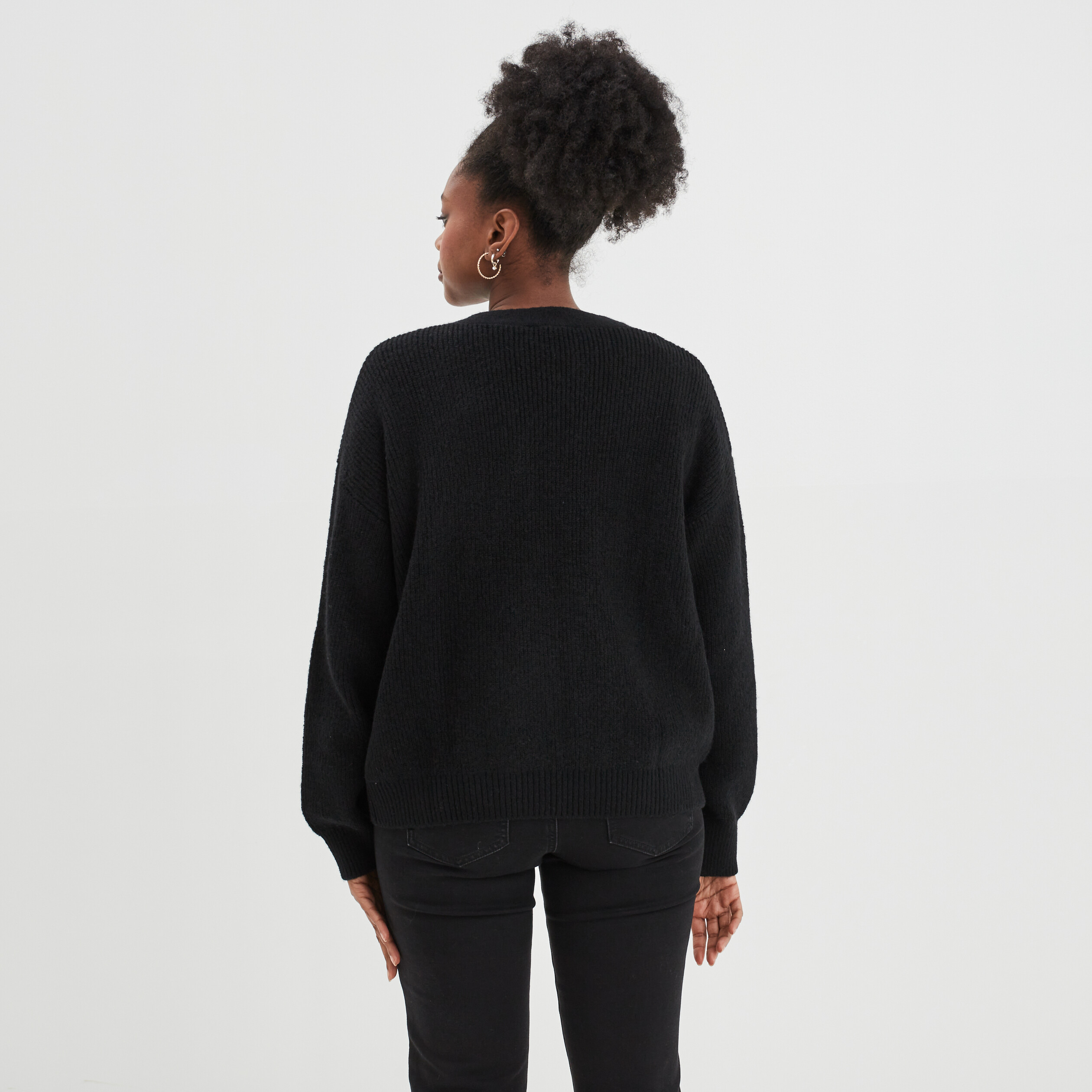 Gilet boutonné col en V noir femme | La Halle
