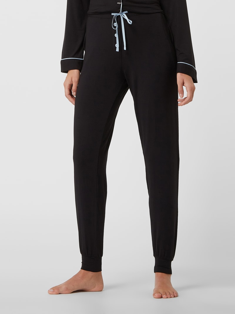 Pyjama-Oberteil aus Modal-Elasthan-Mix Modell 'Beth' in schwarz