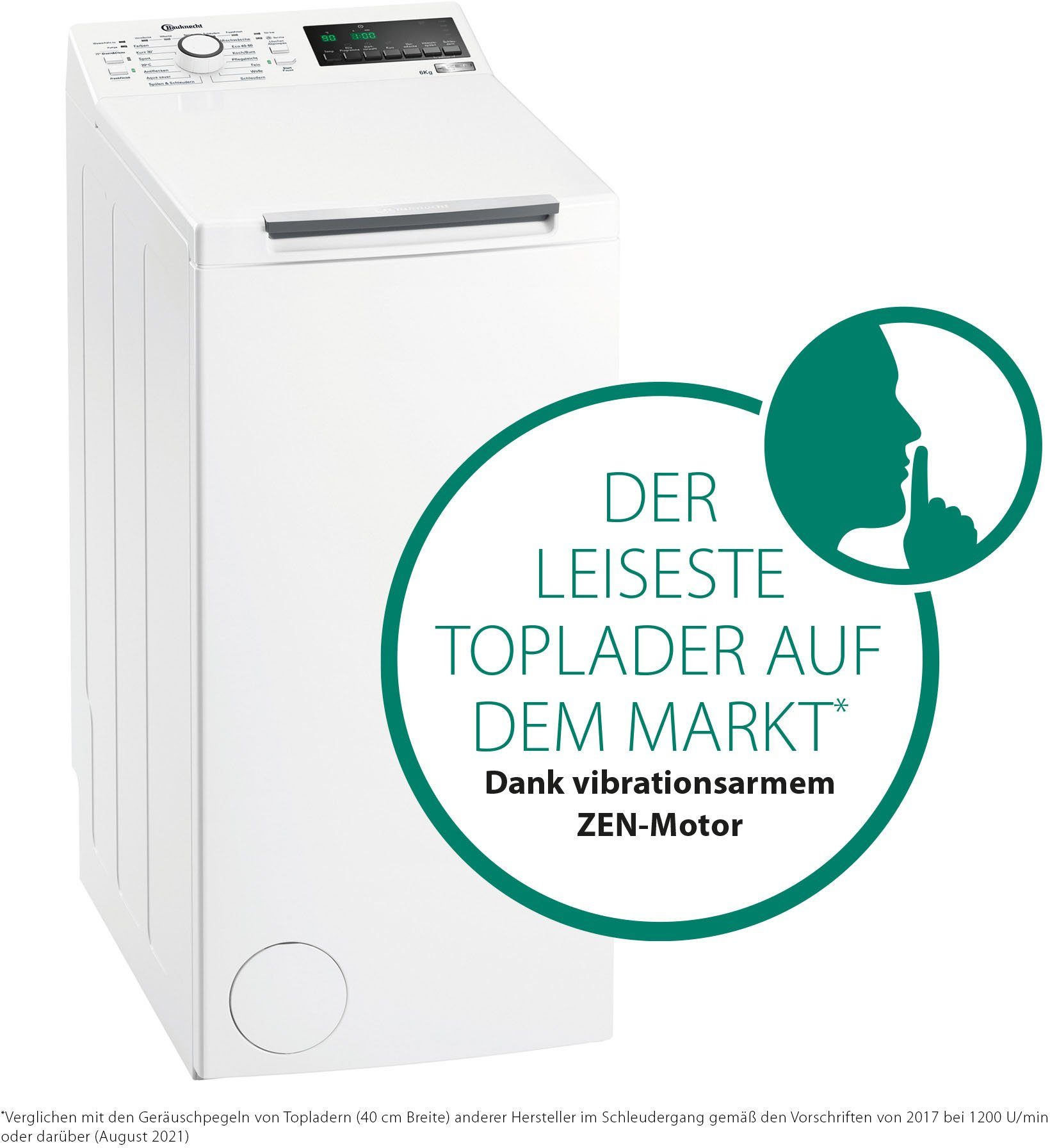 BAUKNECHT Waschmaschine Toplader WMT 6513 CC, 6,5 kg, 1200 U/min, 4 Jahre Herstellergarantie