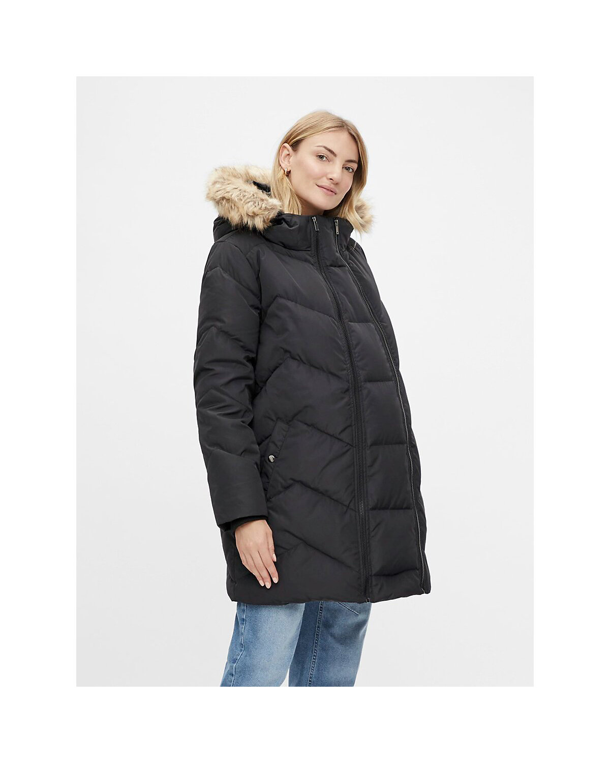 Umstands-Daunenmantel Sicilia 2in1 mit Fake Fur aus recyceltem Polyester