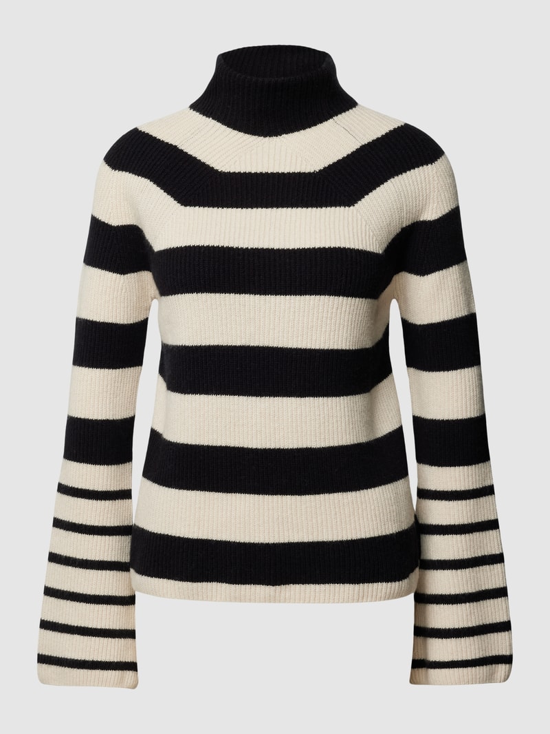 Rollkragenpullover mit Blockstreifen in schwarz