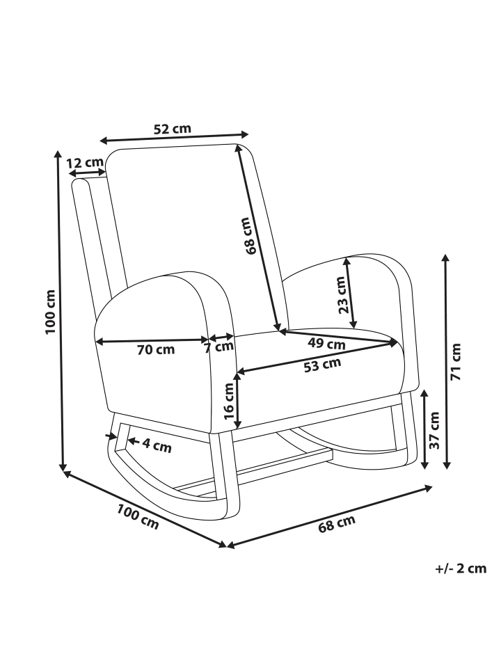 Beliani Schaukelsessel ALSTA in Beige/Braun - (W) 68 x (H) 100 x (L) 100 cm günstig kaufen onesize