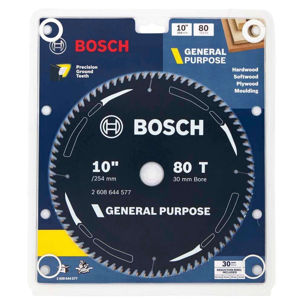Disco de corte para madeira Bosch, 254 mm, 80 dentes TCT - Uso geral