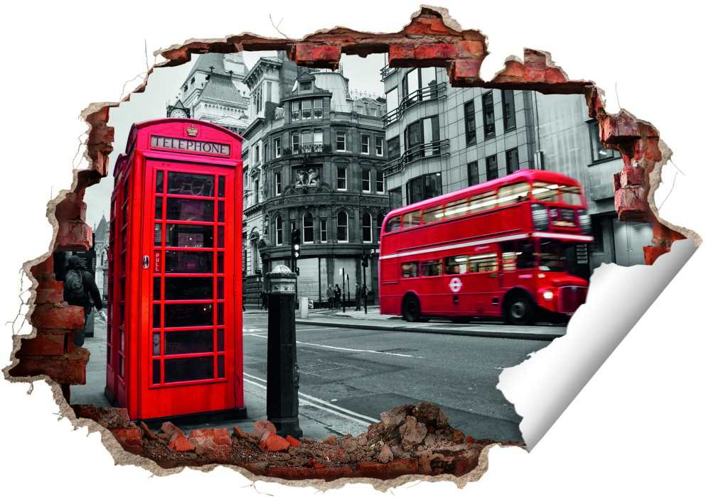 MAXXMEE Wandtattoo 3D London 70x100cm mehrfarbig