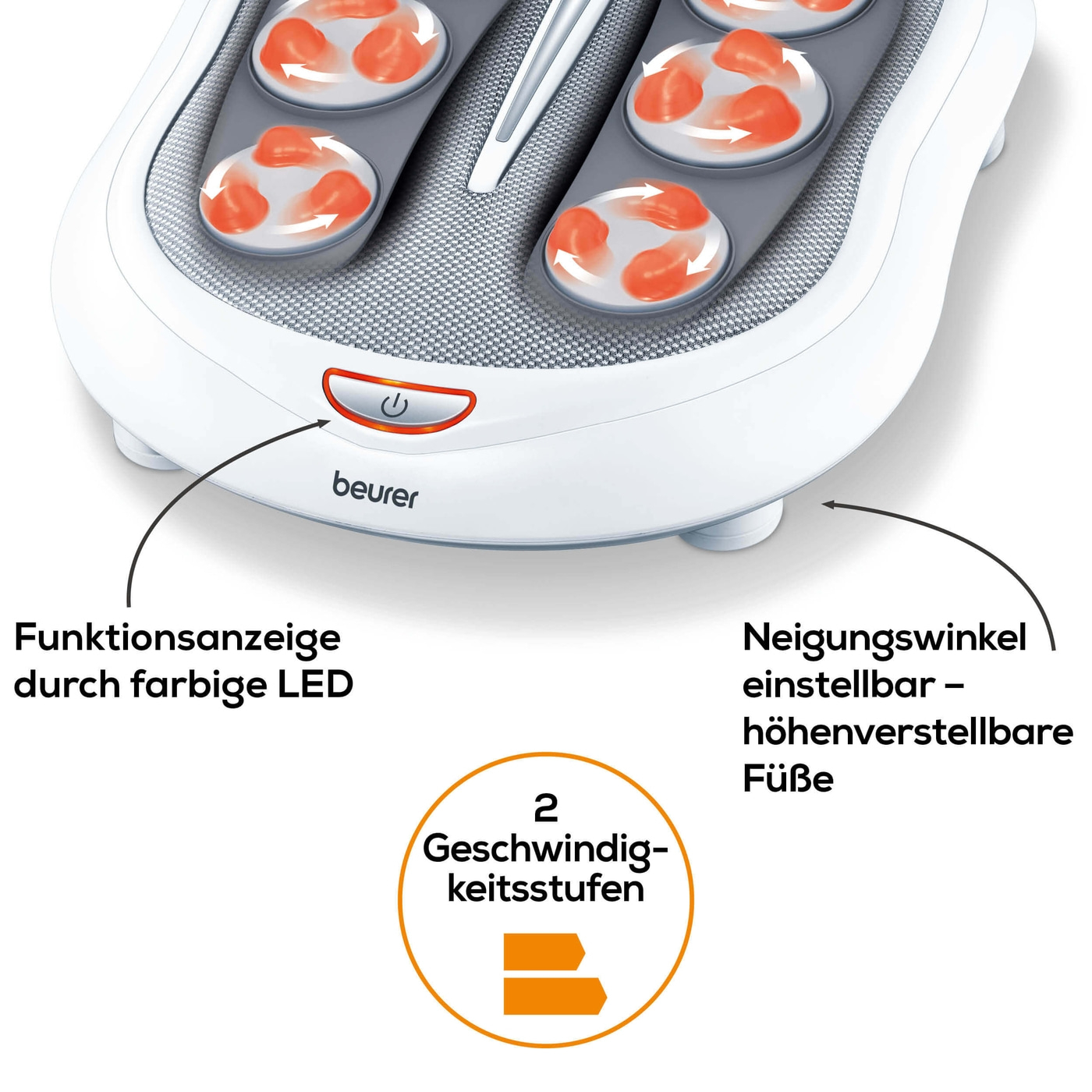 Beurer Shiatsu-Fußmassagegerät FM 60-Durchblutungsförderndes Fußmassagegerät mit 2 Geschwindigkeitsstufen