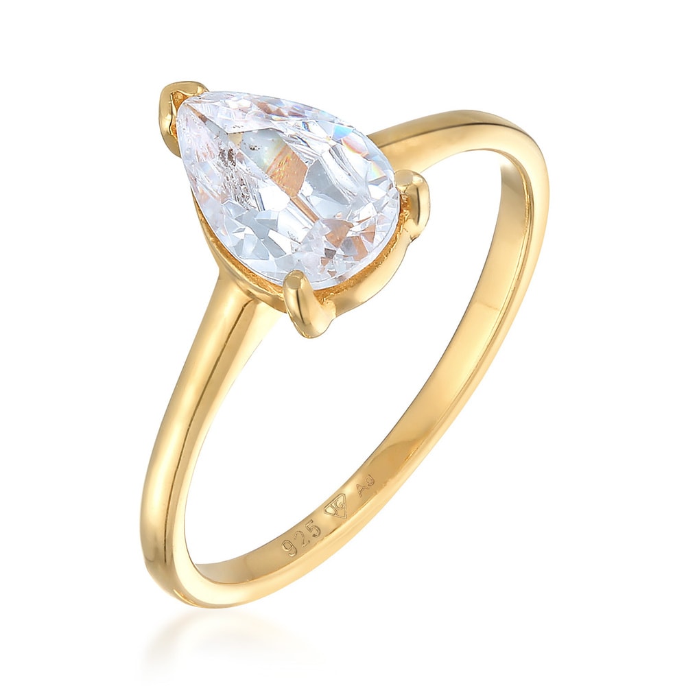 Elli Elli Bague Femmes Bague de fiançailles Solitaire Goutte avec Zirconia en argent s Bague