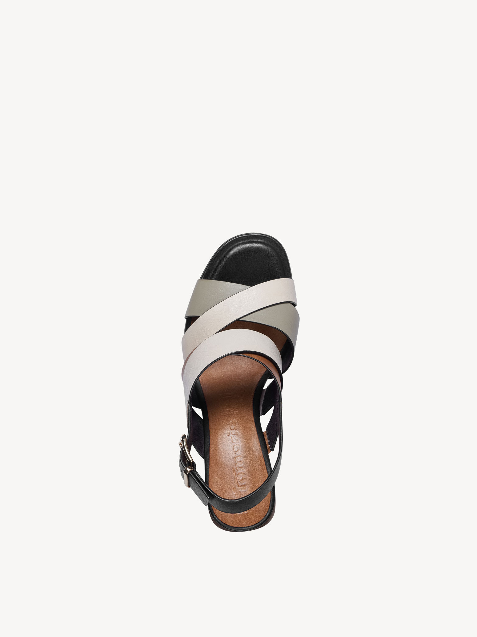 Sandale à talon en cuir - beige