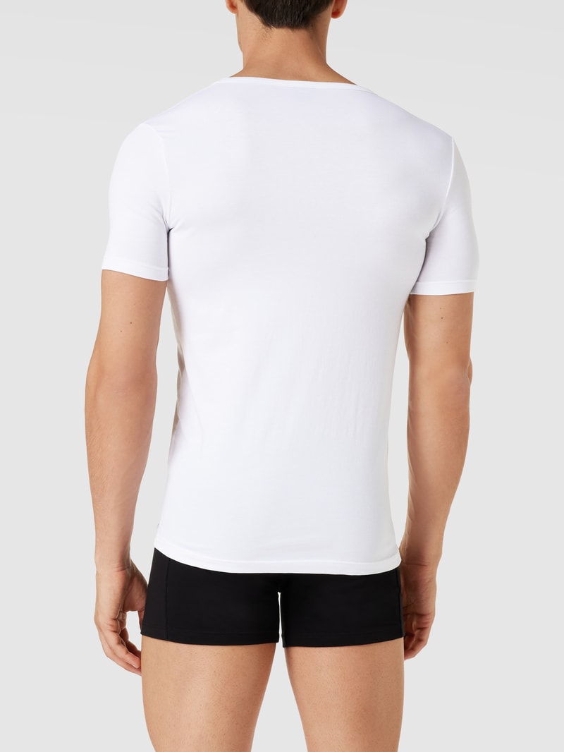 T-Shirt mit V-Ausschnitt im 2er-Pack Modell 'Modern' in weiß