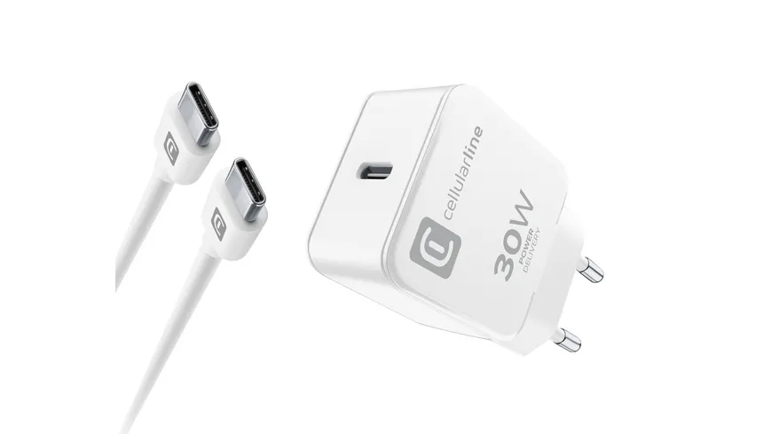 Cellularline USB-C Charger Kit für Apple 30W PD White