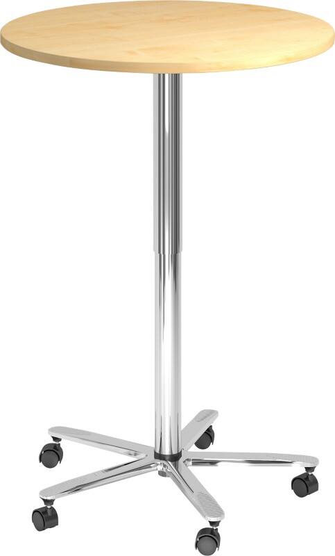 Hammerbacher Höhenverstellbarer Säulentisch Ahorn ABS (Acrylnitril-Butadien-Styrol) Brauner Standfuß 800 x 1.140 mm Mit Aufbau