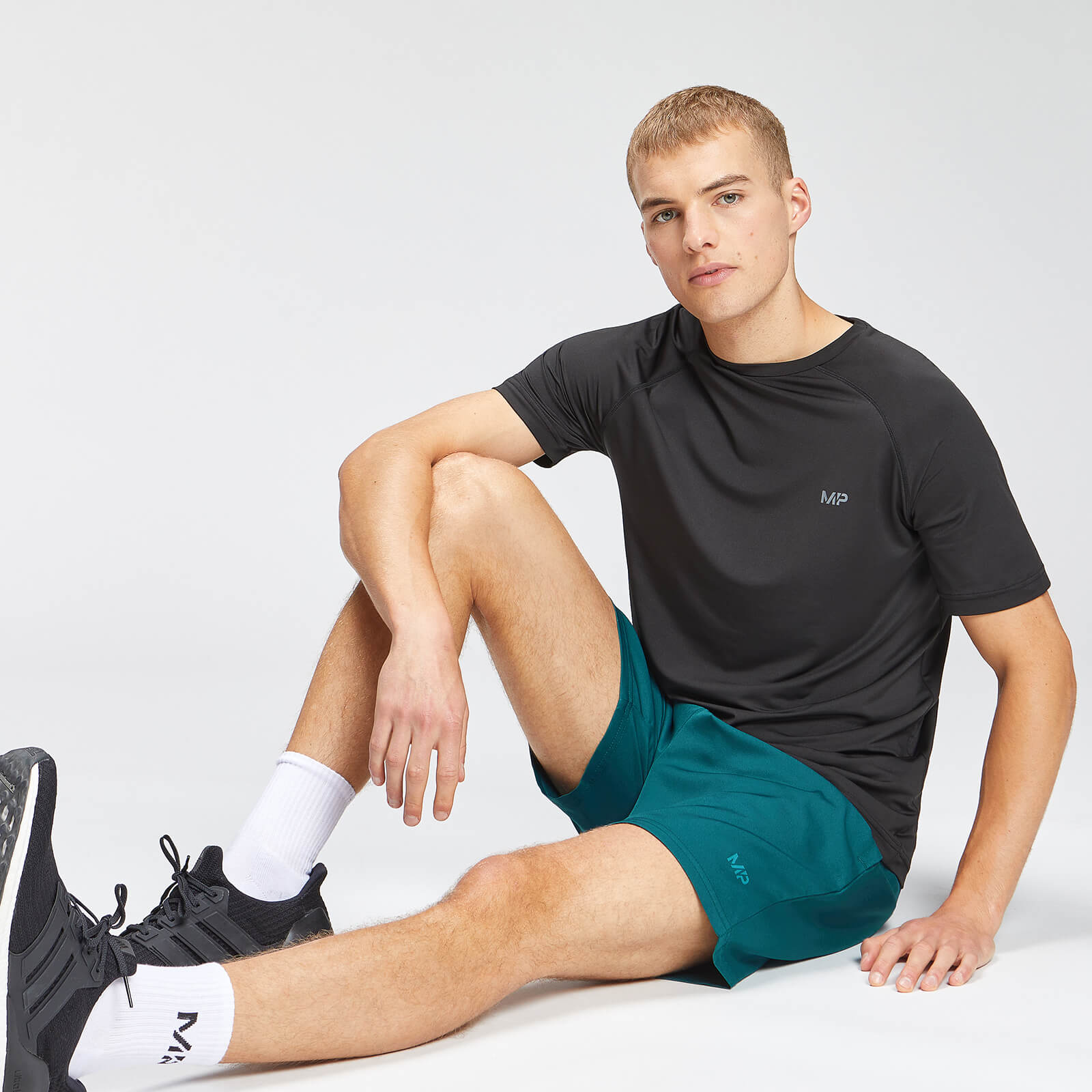 Short à imprimé répétitif MP Graphic Training pour hommes – Bleu sarcelle foncé