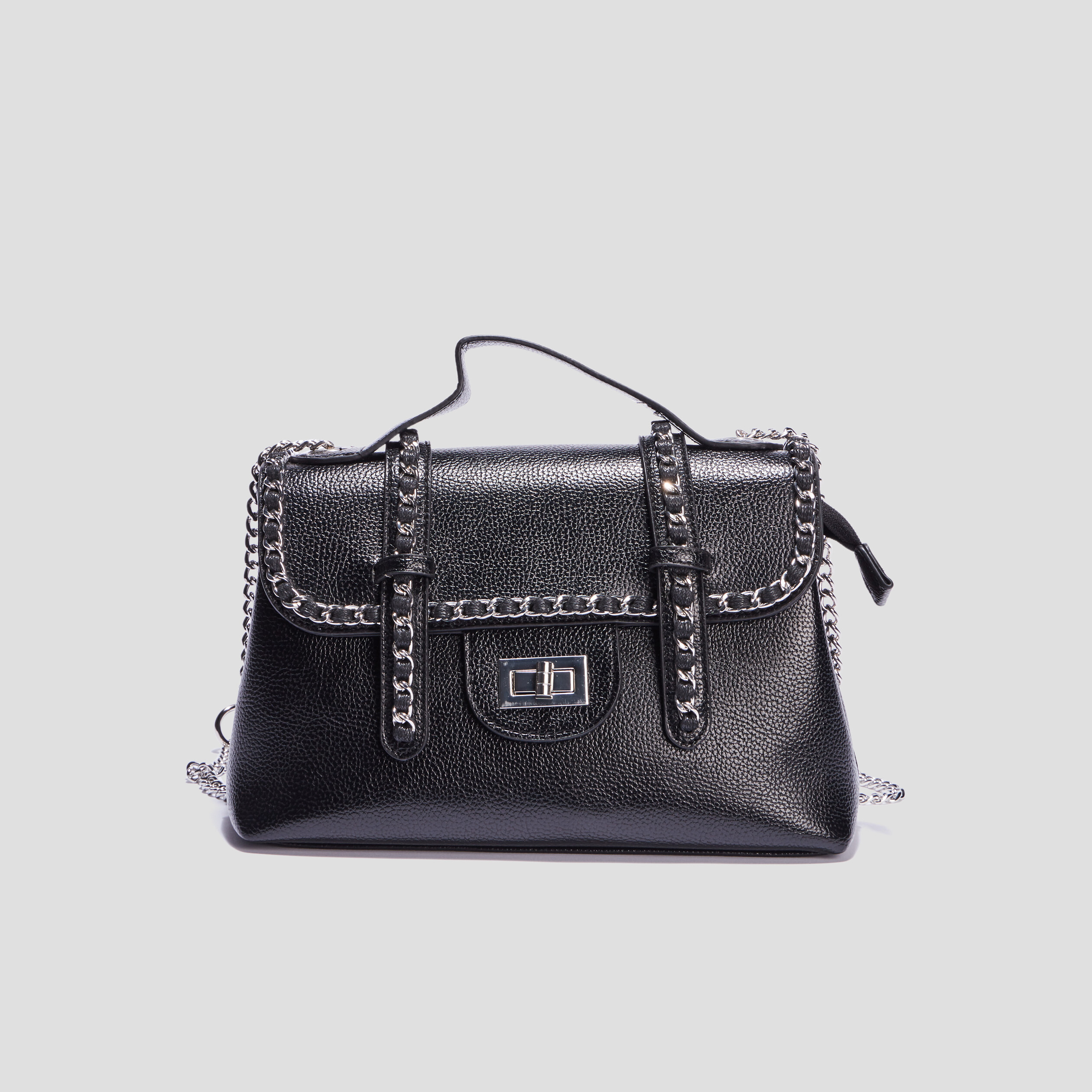 Sac à bandoulière avec chaînes noir femme | La Halle